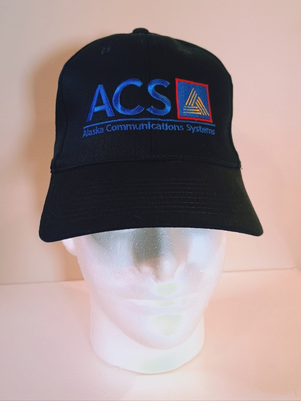 90s Y2K Vintage ACS Alaska Communications Systems Black Logo Baseball Cap